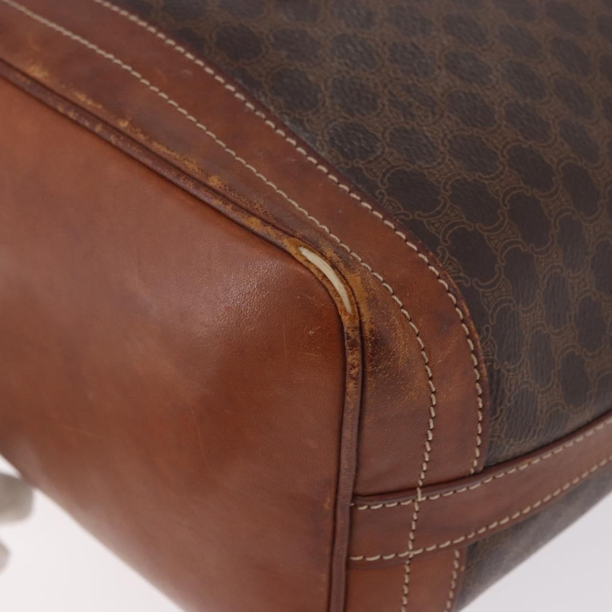CELINE Macadam Canvas Purse Shoulder Bag PVC Leather Brown Gold Auth 183403
