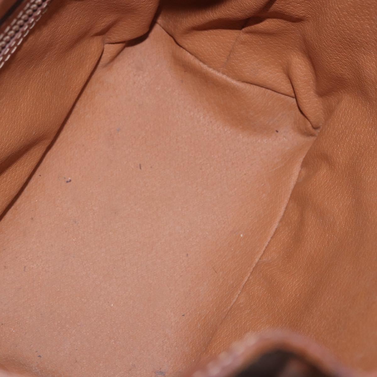 CELINE Macadam Canvas Purse Shoulder Bag PVC Leather Brown Gold Auth 183403