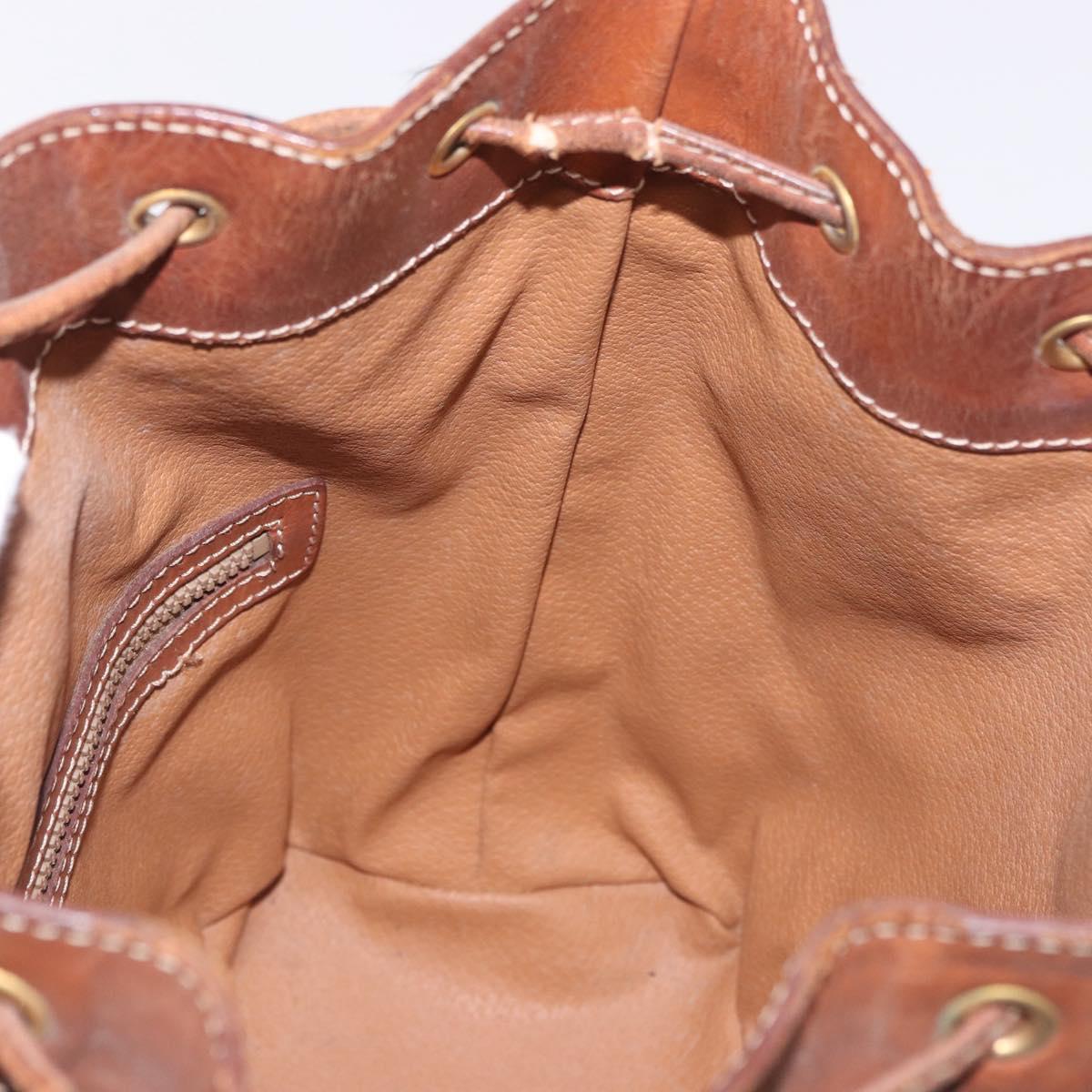 CELINE Macadam Canvas Purse Shoulder Bag PVC Leather Brown Gold Auth 183403