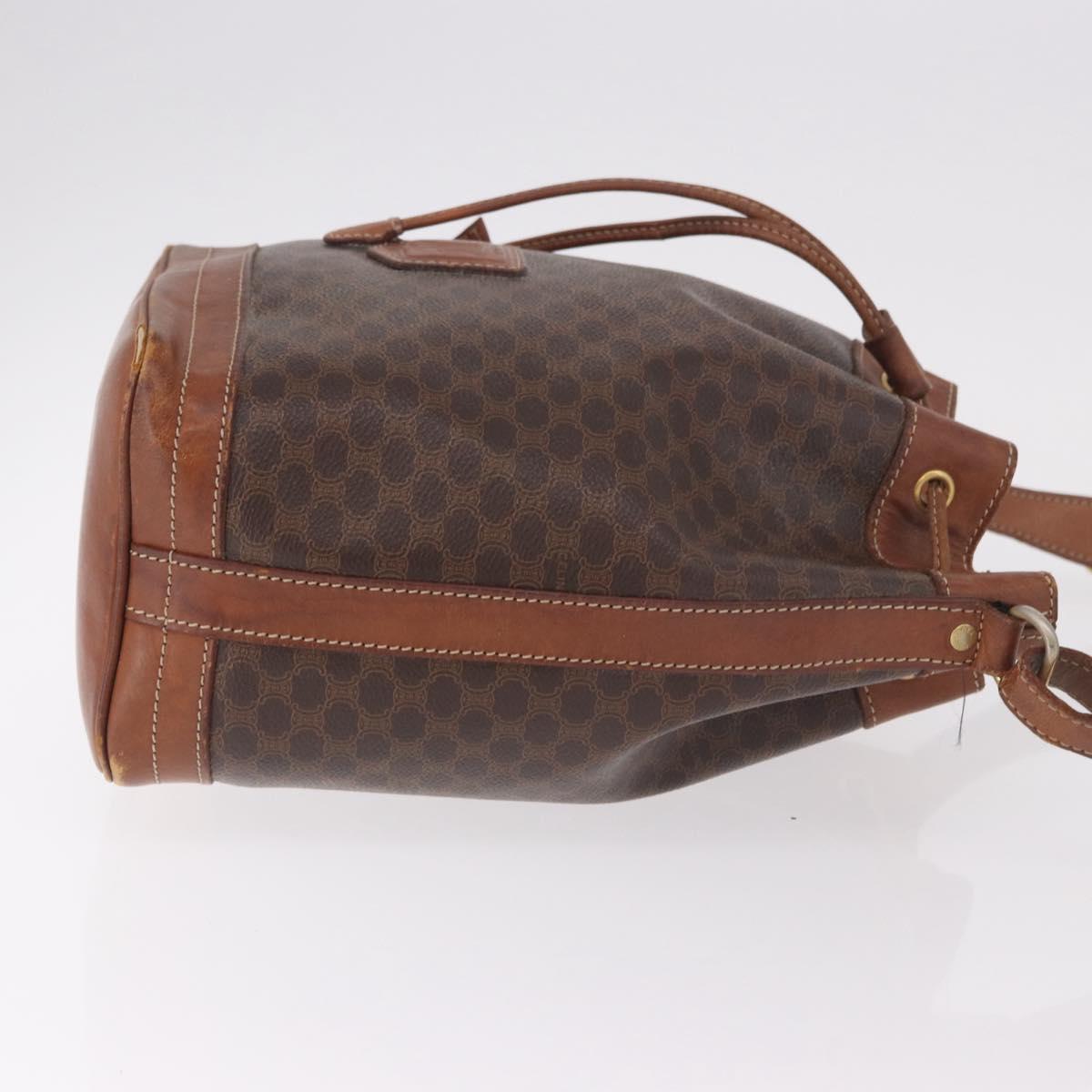 CELINE Macadam Canvas Purse Shoulder Bag PVC Leather Brown Gold Auth 183403