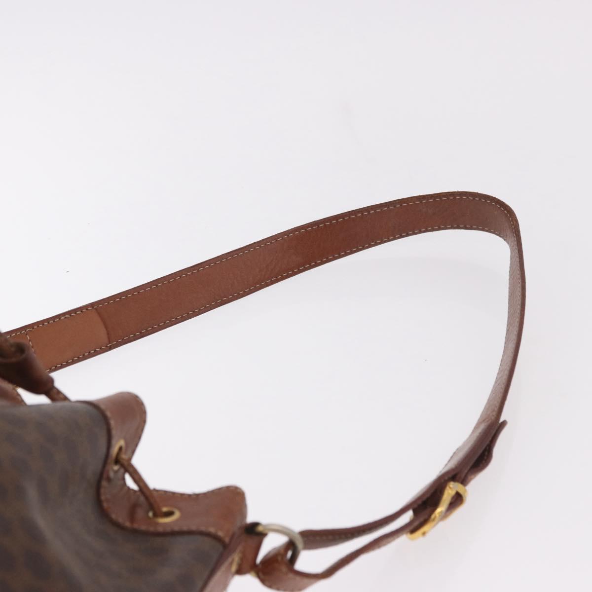 CELINE Macadam Canvas Purse Shoulder Bag PVC Leather Brown Gold Auth 183403