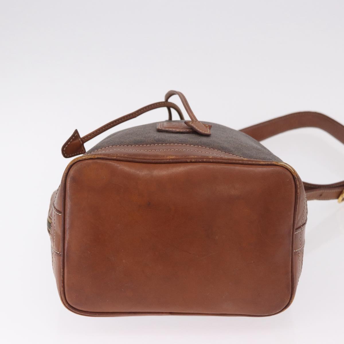 CELINE Macadam Canvas Purse Shoulder Bag PVC Leather Brown Gold Auth 183403