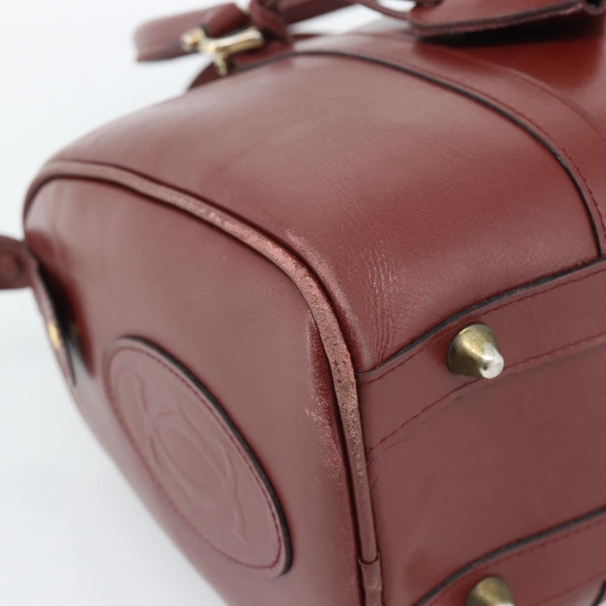CARTIER Must Line Hand Bag Leather Bordeaux Gold Auth 183405A