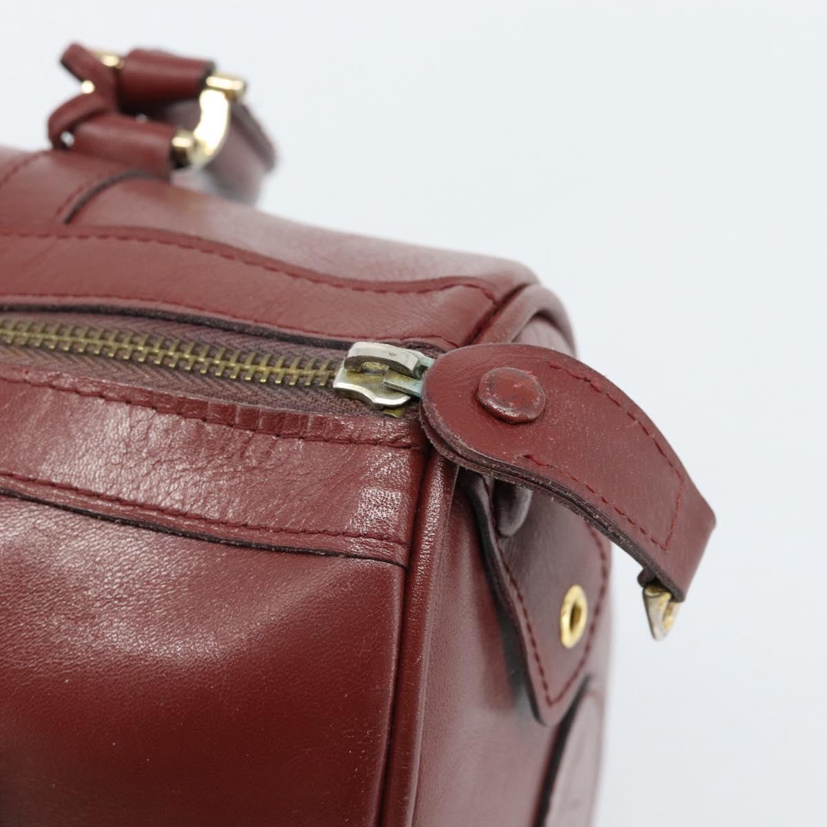 CARTIER Must Line Hand Bag Leather Bordeaux Gold Auth 183405A