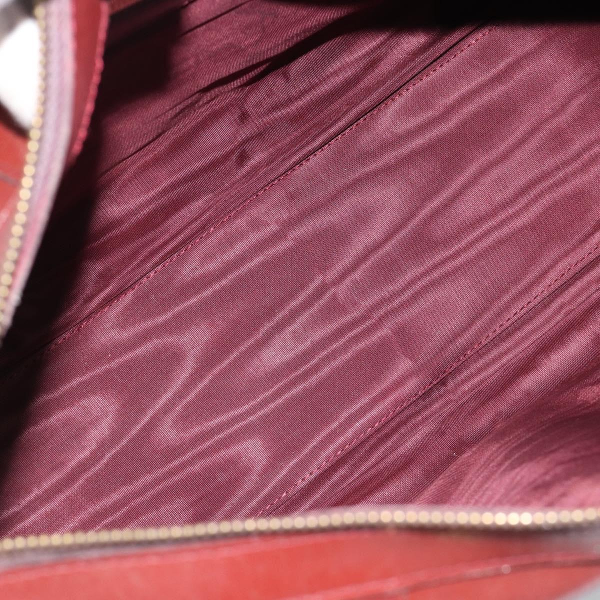 CARTIER Must Line Hand Bag Leather Bordeaux Gold Auth 183405A