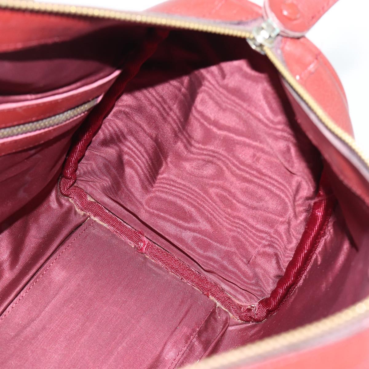 CARTIER Must Line Hand Bag Leather Bordeaux Gold Auth 183405A