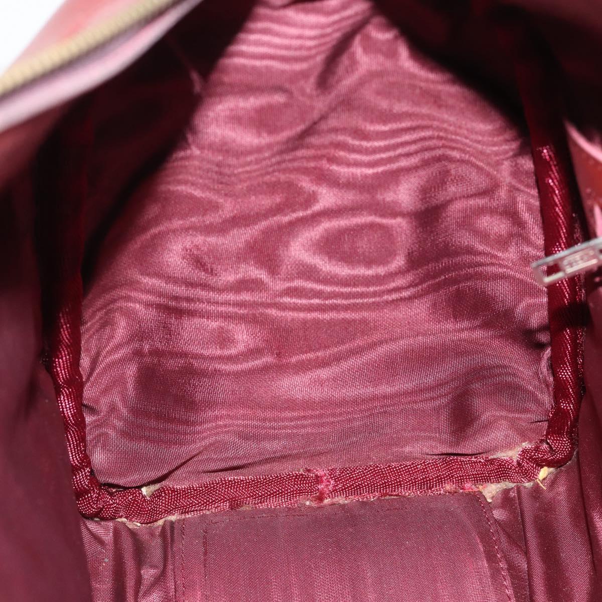 CARTIER Must Line Hand Bag Leather Bordeaux Gold Auth 183405A