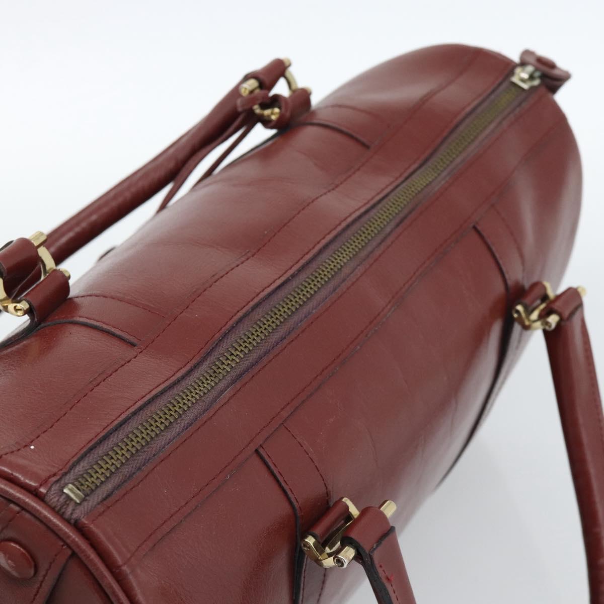 CARTIER Must Line Hand Bag Leather Bordeaux Gold Auth 183405A