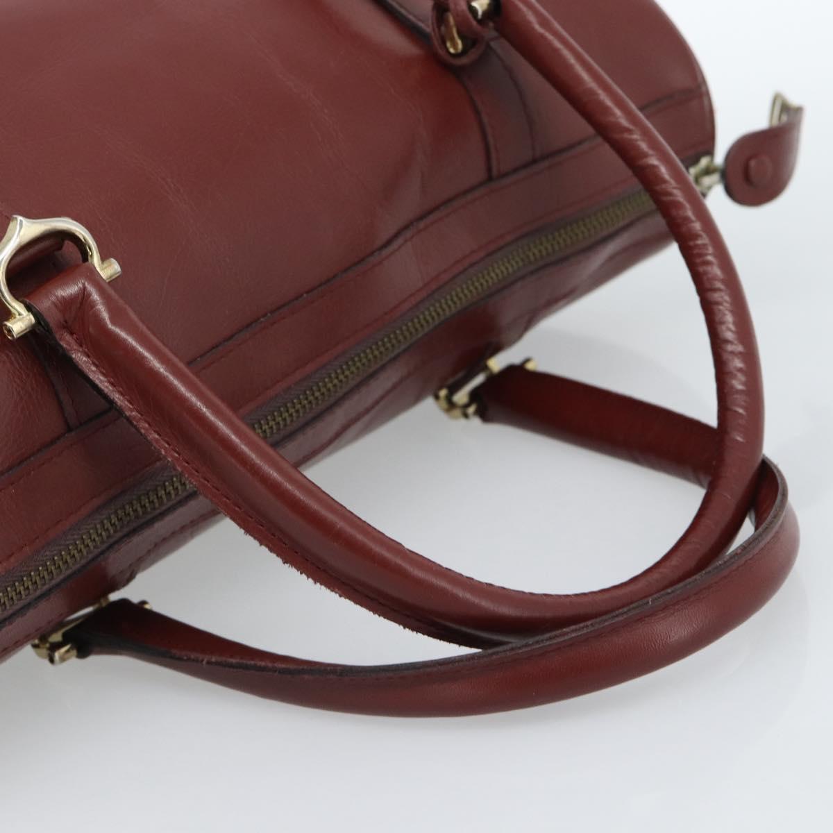 CARTIER Must Line Hand Bag Leather Bordeaux Gold Auth 183405A