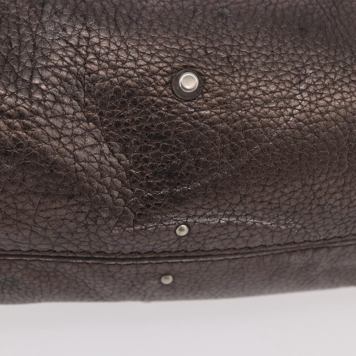 Chloe Paddington Mini Hand Bag Leather Silver Metallic gray Auth 183406A