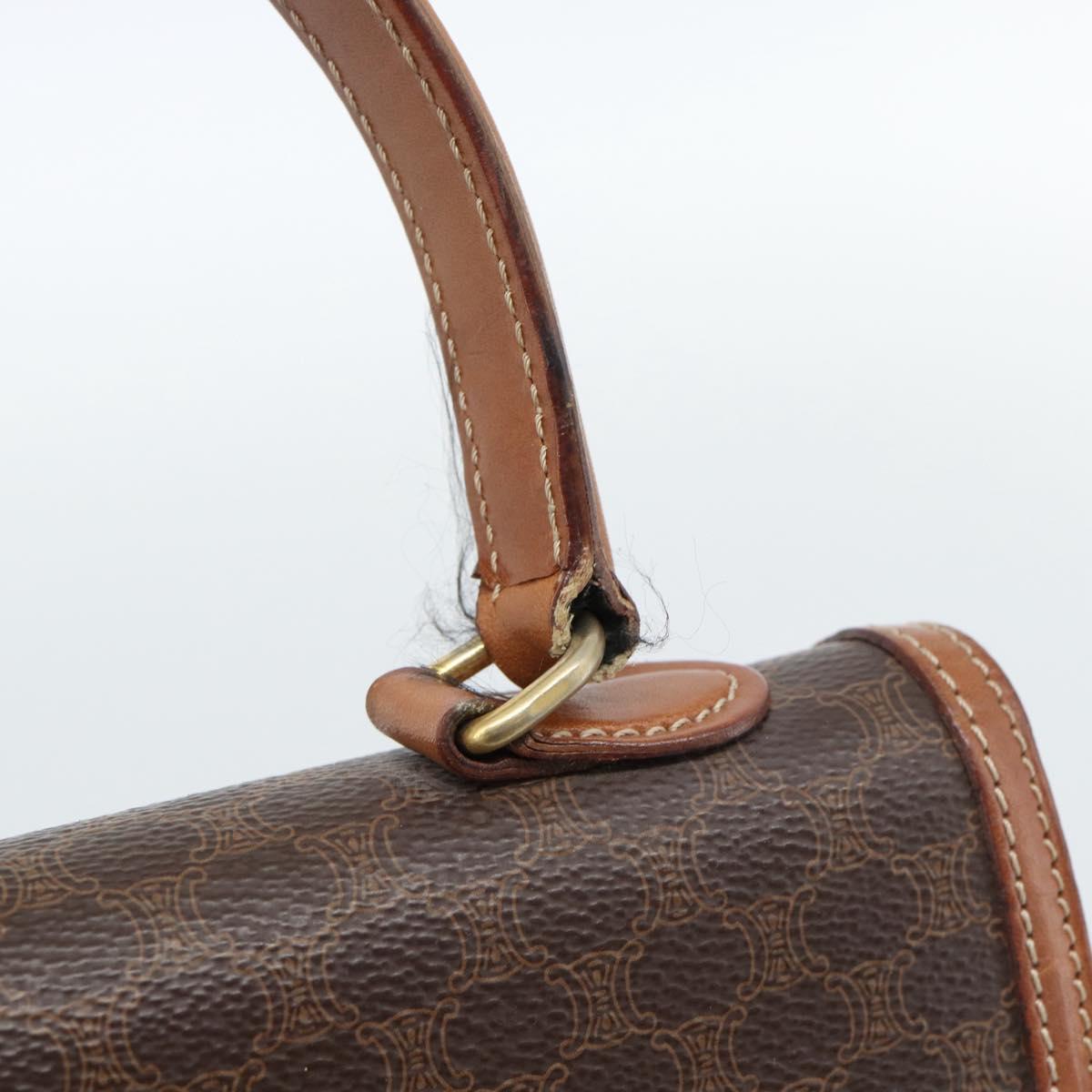 CELINE Macadam Canvas Hand Bag PVC Leather Brown Gold Auth 183407