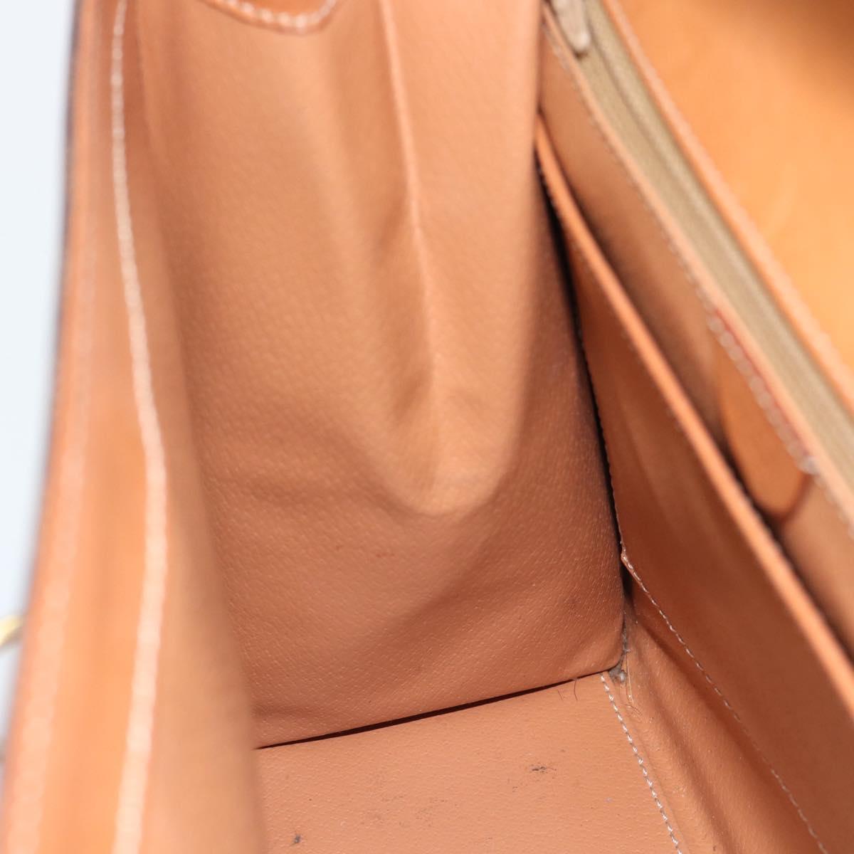 CELINE Macadam Canvas Hand Bag PVC Leather Brown Gold Auth 183407