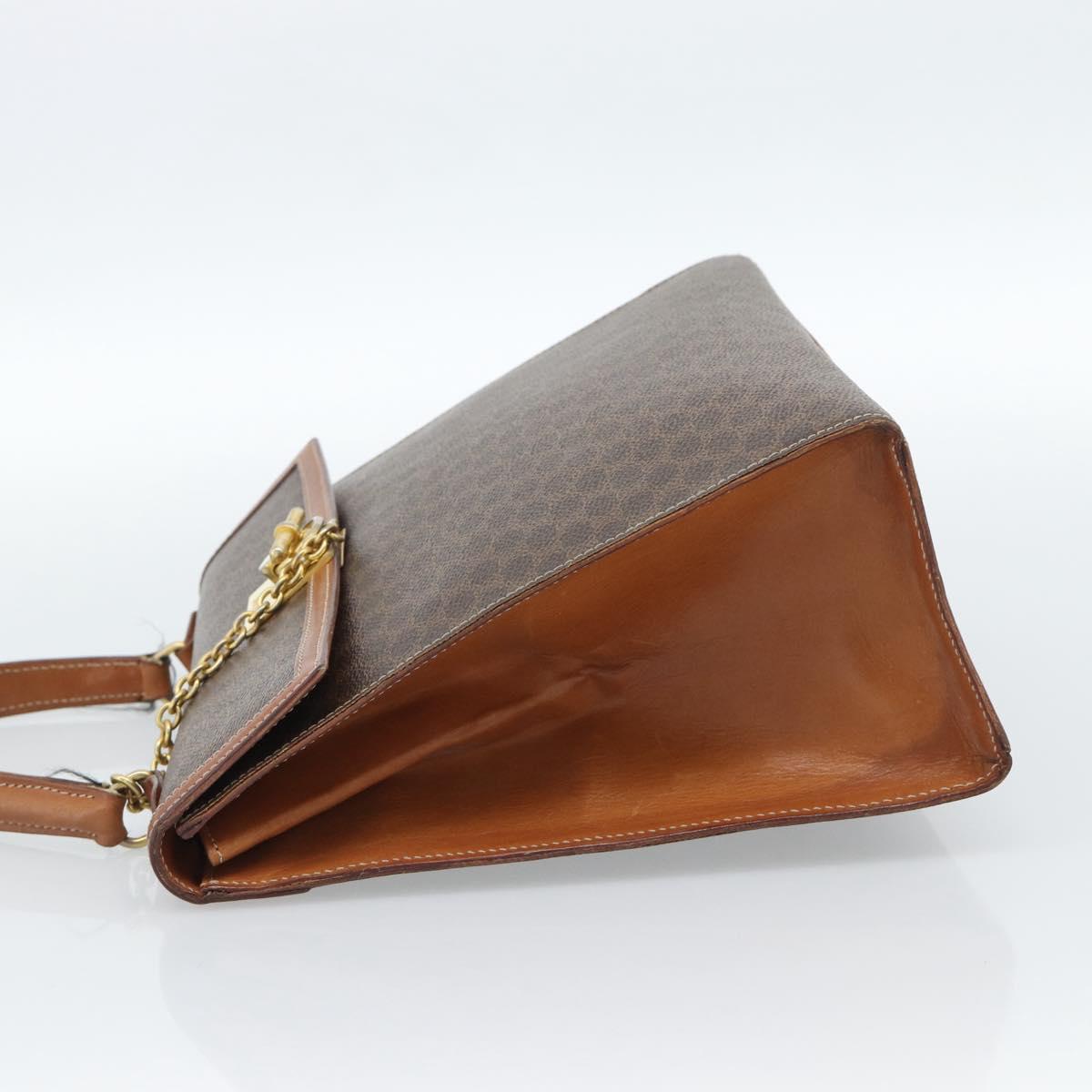 CELINE Macadam Canvas Hand Bag PVC Leather Brown Gold Auth 183407