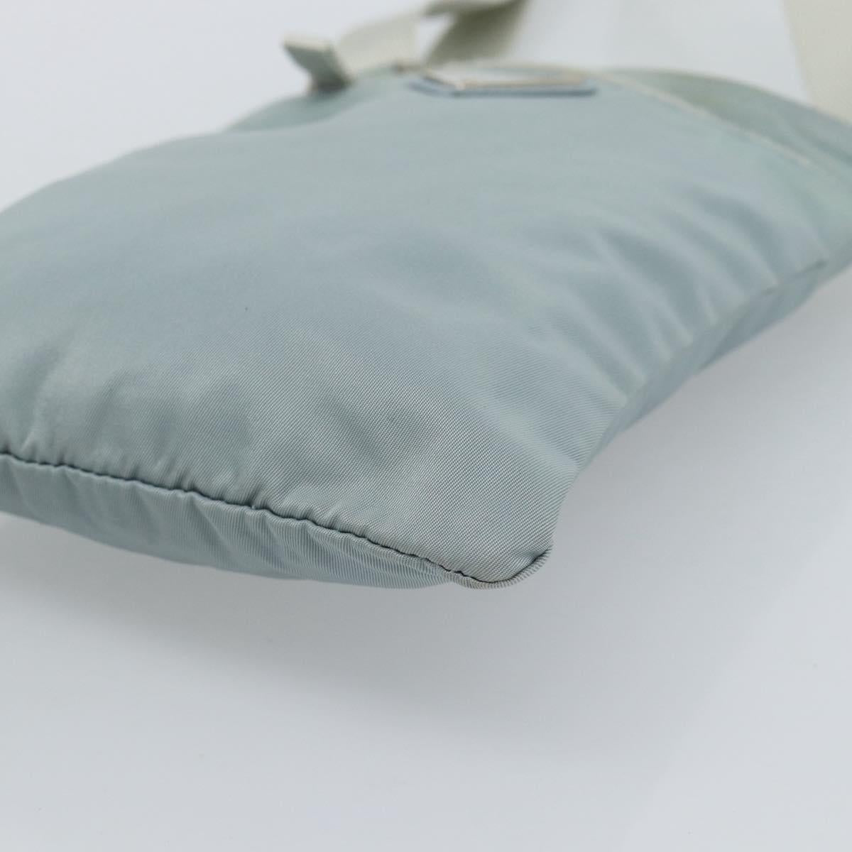 PRADA Shoulder Bag Nylon Light Blue Silver Auth 183410