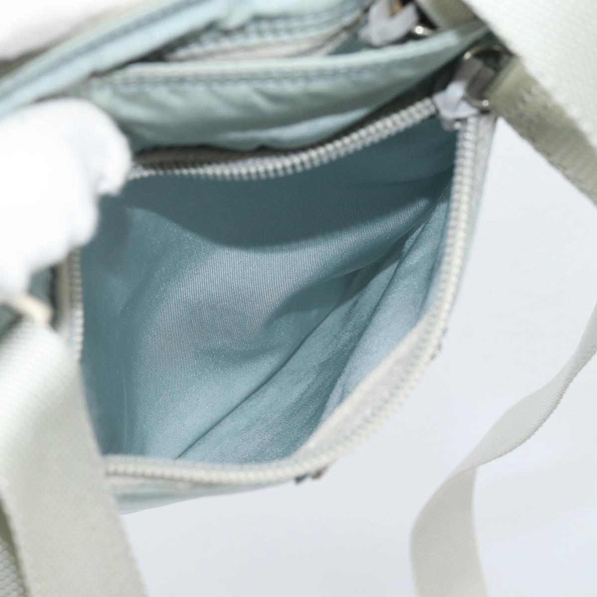 PRADA Shoulder Bag Nylon Light Blue Silver Auth 183410