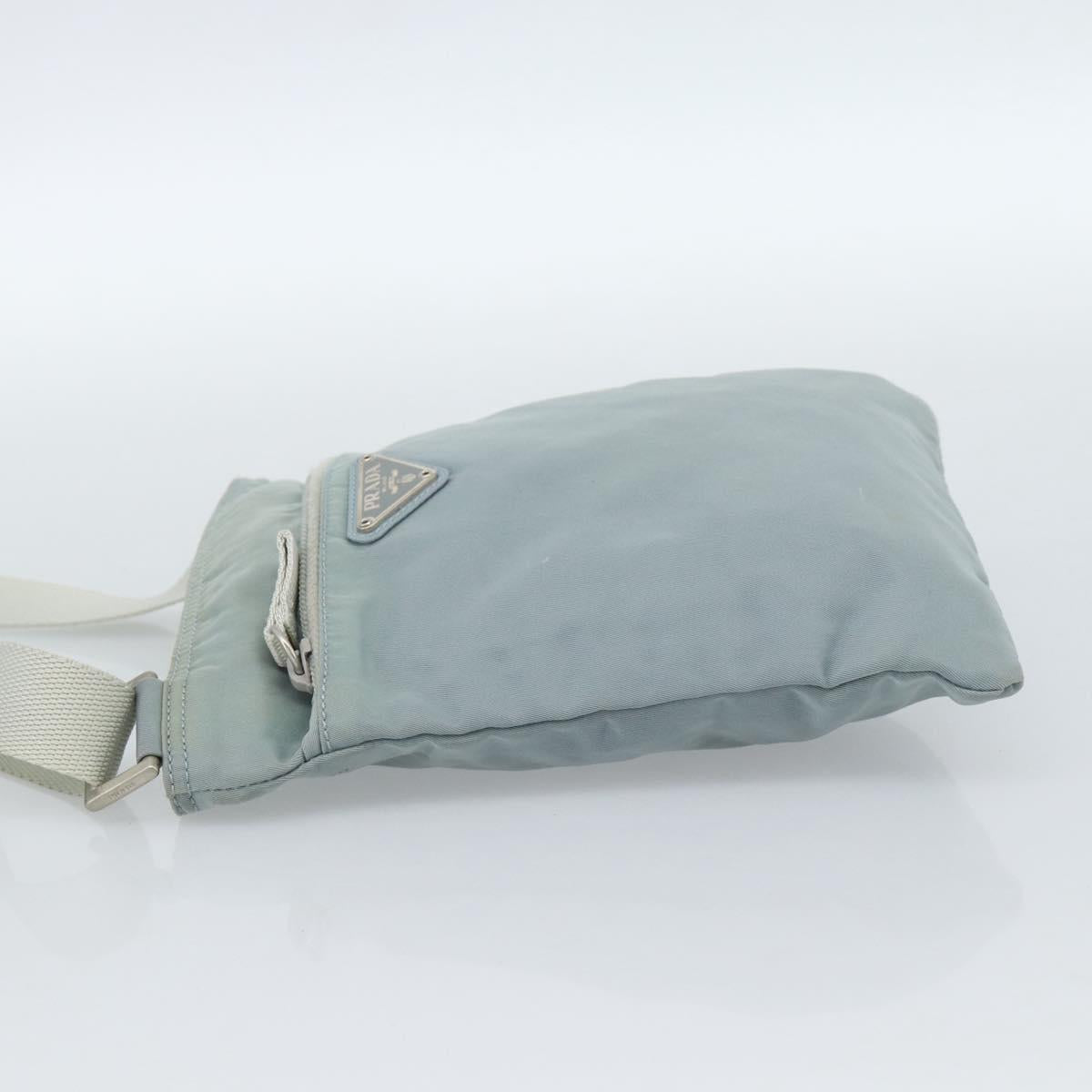 PRADA Shoulder Bag Nylon Light Blue Silver Auth 183410
