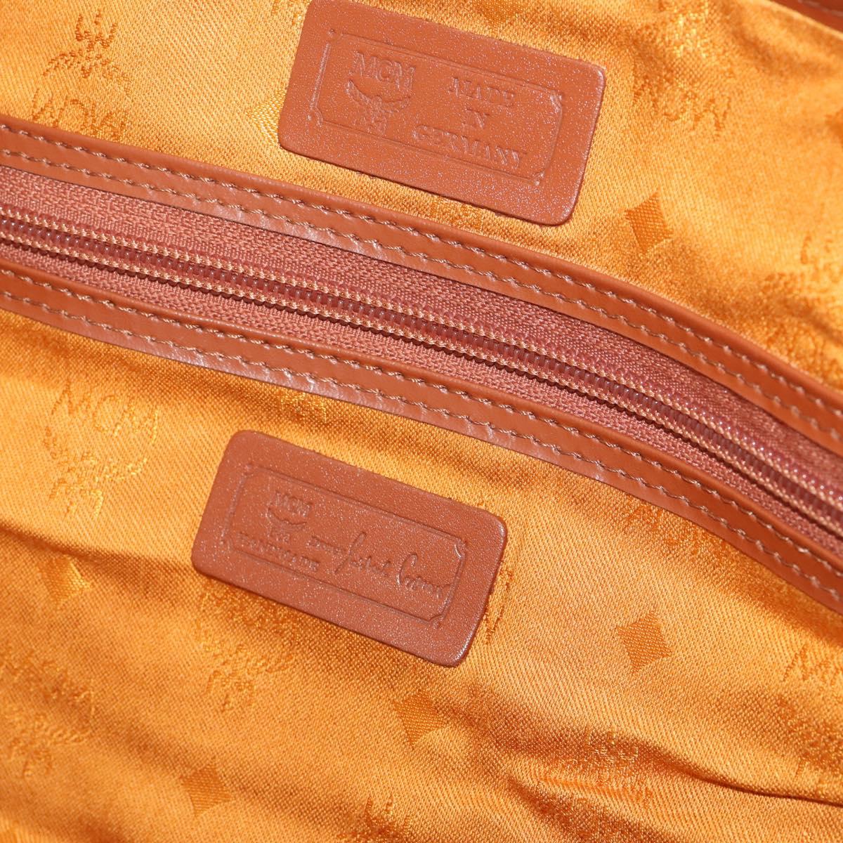 MCM Vicetos Logogram Mini Boston Bag PVC Leather 2way Brown Gold Auth 183418A