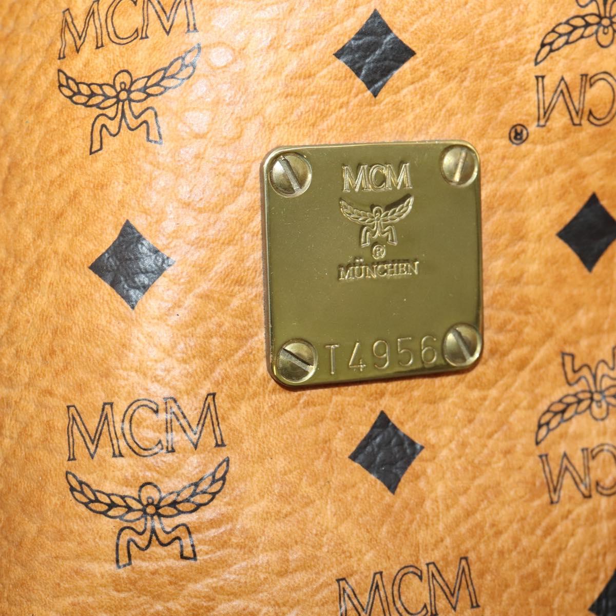 MCM Vicetos Logogram Mini Boston Bag PVC Leather 2way Brown Gold Auth 183418A