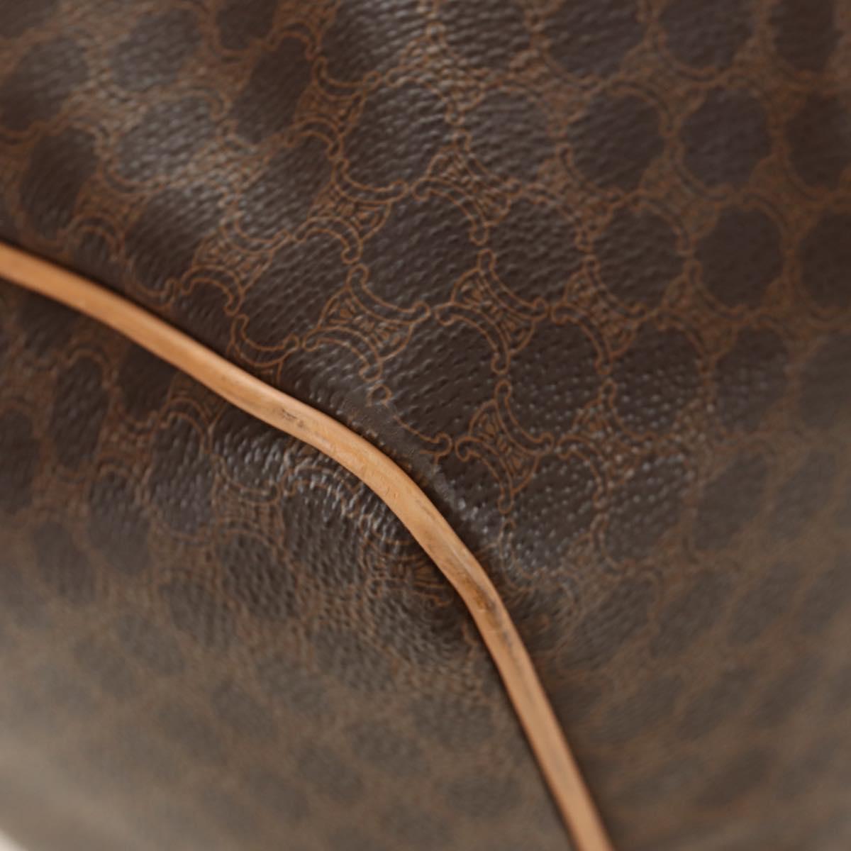 CELINE Macadam Canvas Boston Bag PVC Leather Brown Gold Auth 183419V