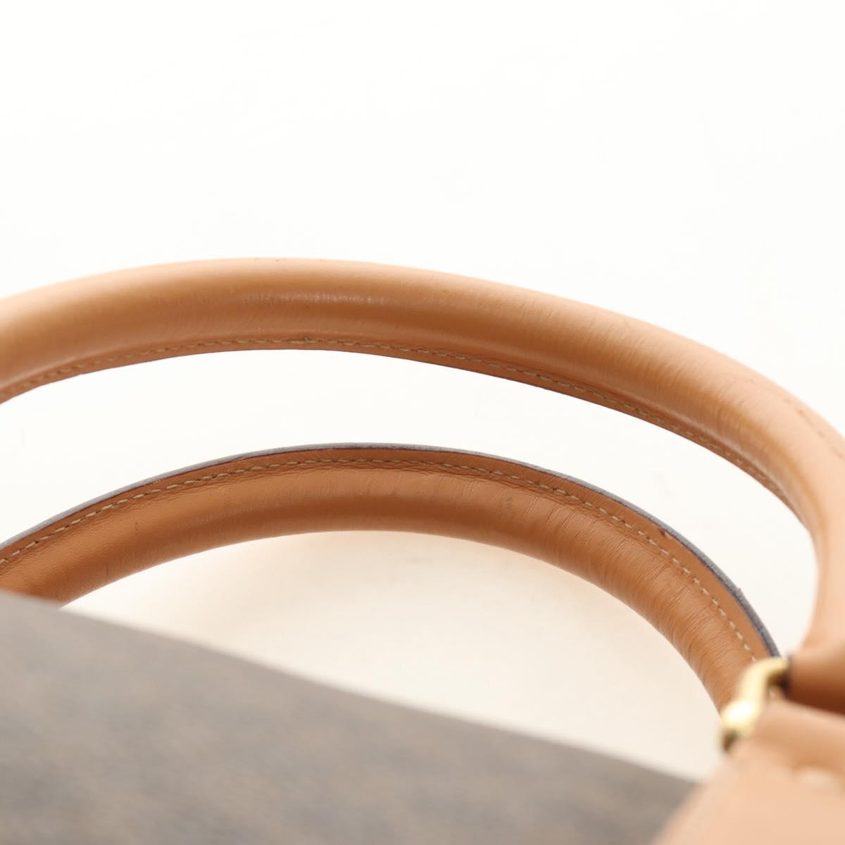 CELINE Macadam Canvas Boston Bag PVC Leather Brown Gold Auth 183419V