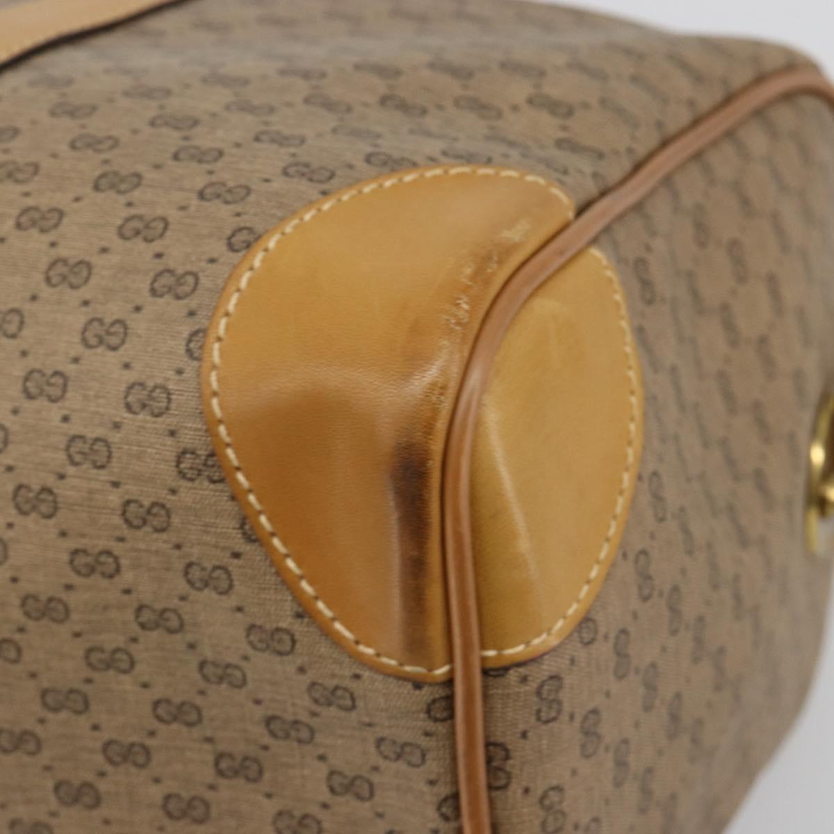 GUCCI Micro GG Supreme Boston Bag PVC Beige Gold Auth 183425