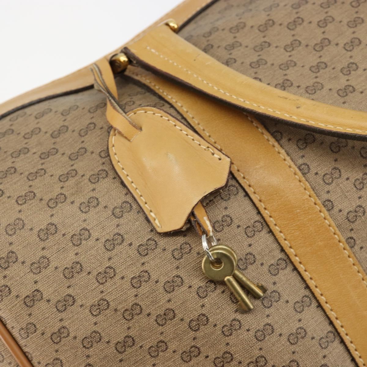 GUCCI Micro GG Supreme Boston Bag PVC Beige Gold Auth 183425