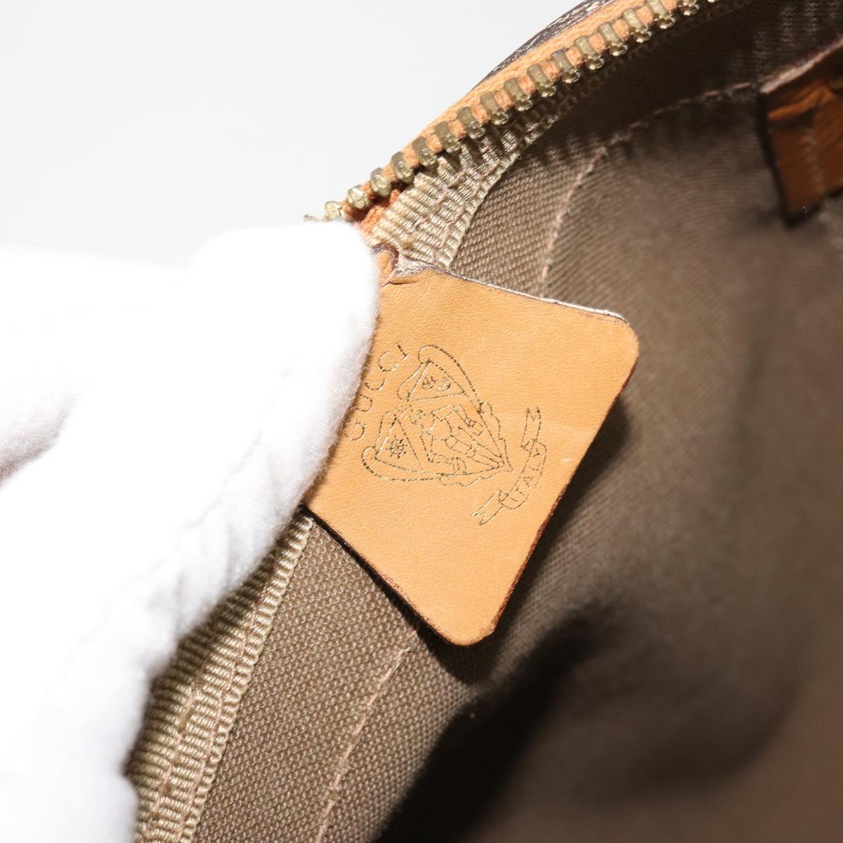 GUCCI Micro GG Supreme Boston Bag PVC Beige Gold Auth 183425