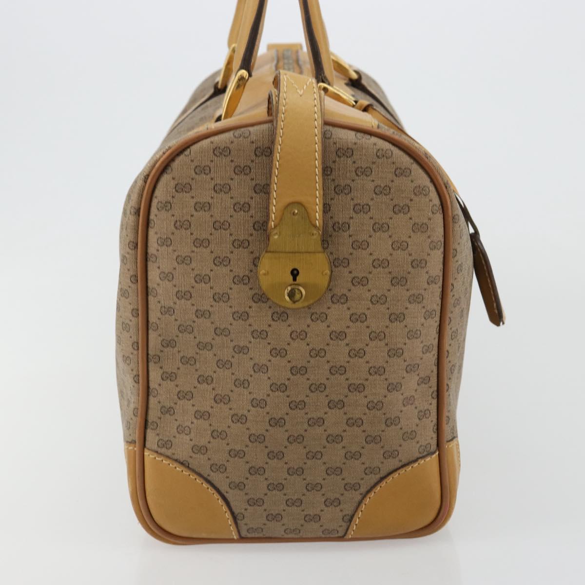GUCCI Micro GG Supreme Boston Bag PVC Beige Gold Auth 183425