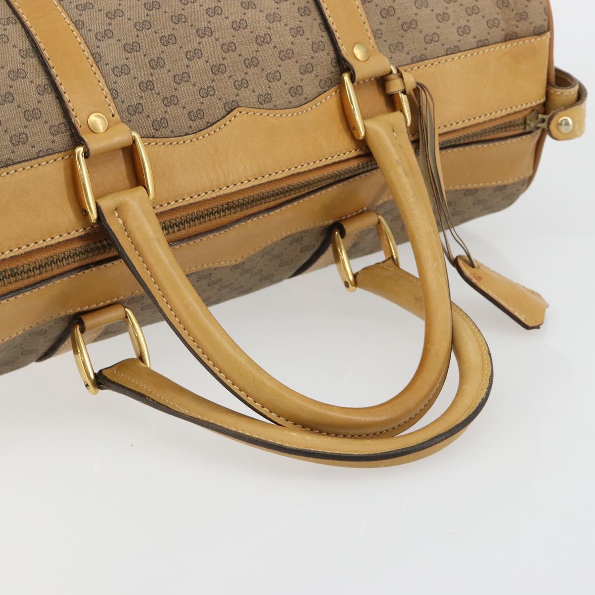 GUCCI Micro GG Supreme Boston Bag PVC Beige Gold Auth 183425
