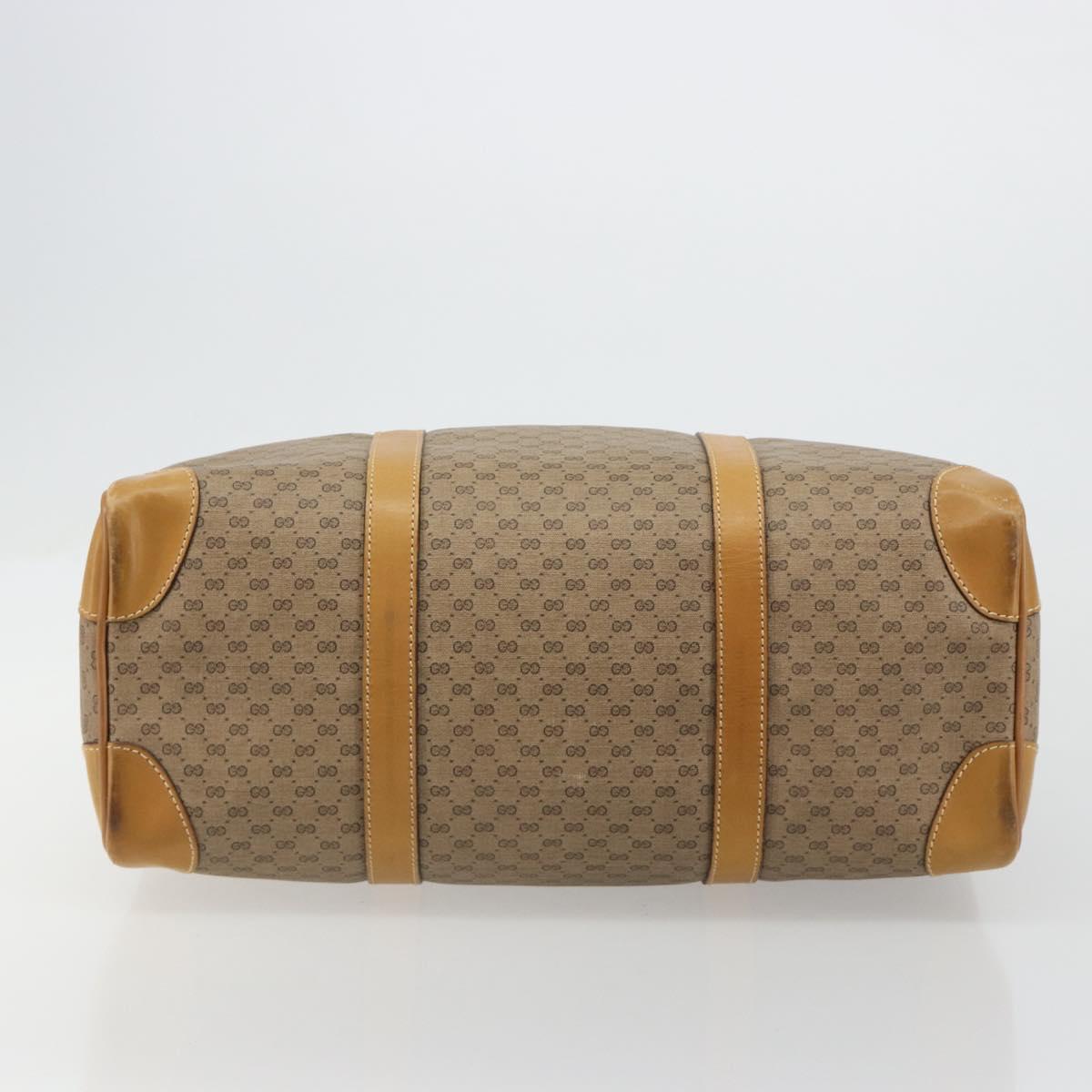 GUCCI Micro GG Supreme Boston Bag PVC Beige Gold Auth 183425