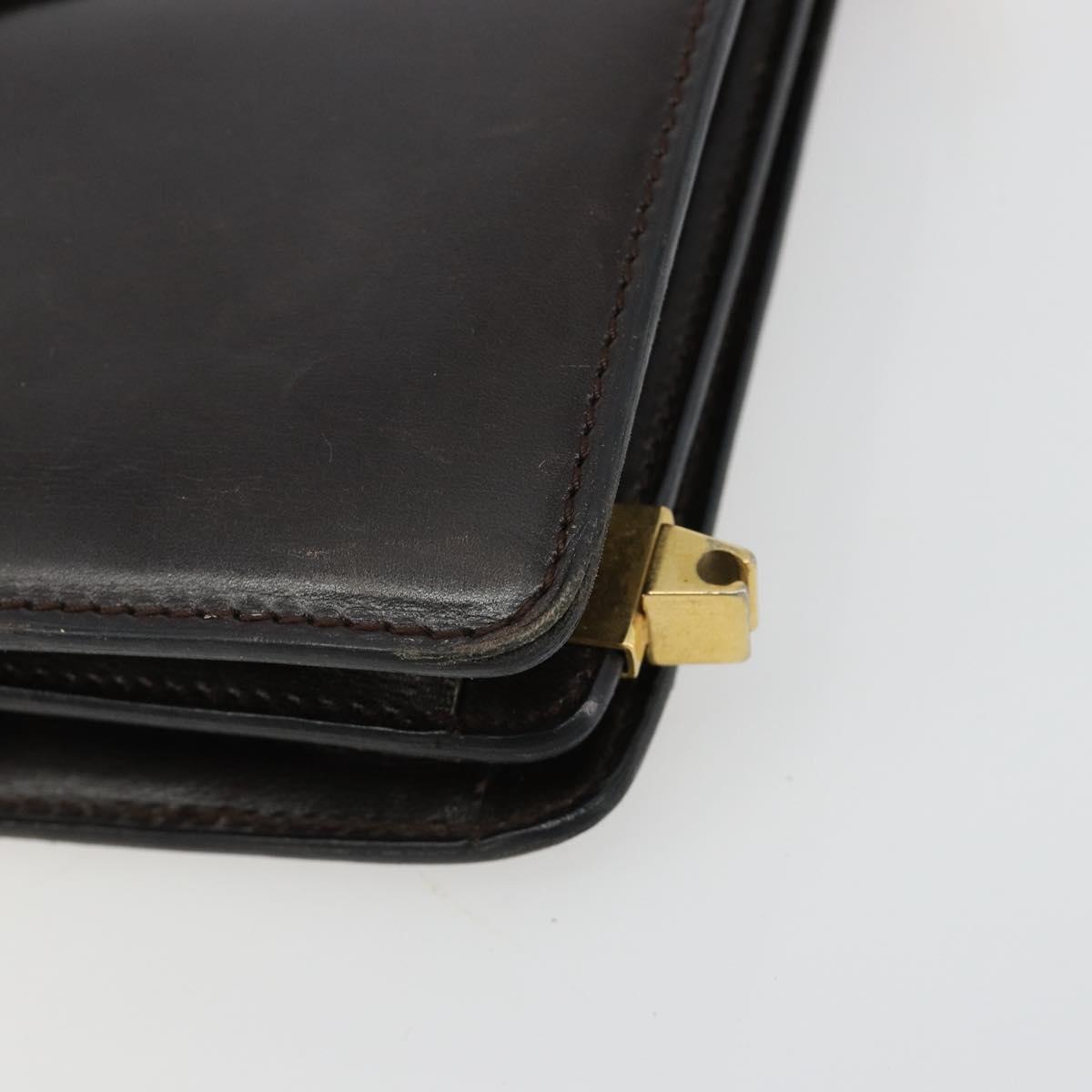 CELINE Shoulder Bag Leather Gold Brown Auth 183437