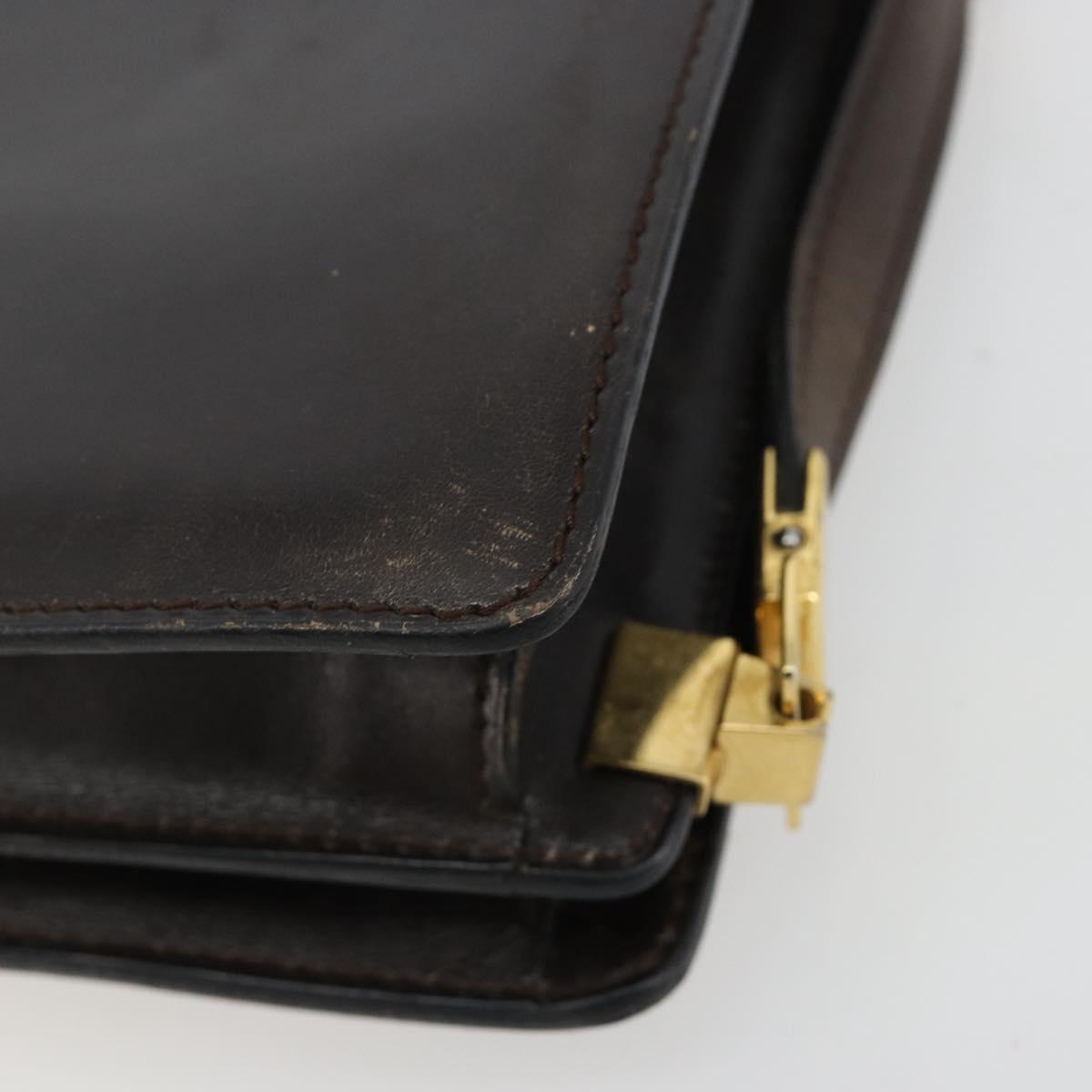 CELINE Shoulder Bag Leather Gold Brown Auth 183437