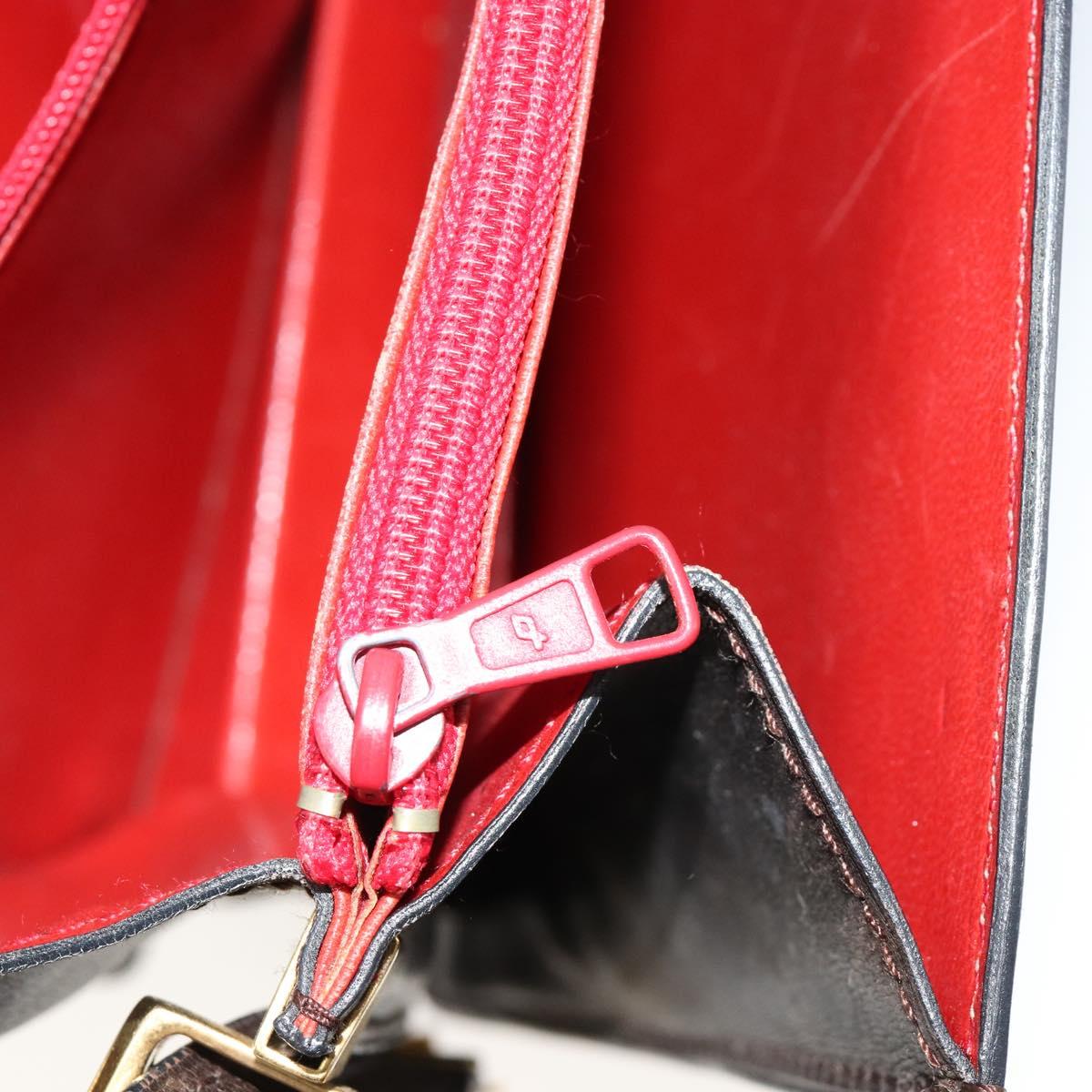CELINE Shoulder Bag Leather Gold Brown Auth 183437