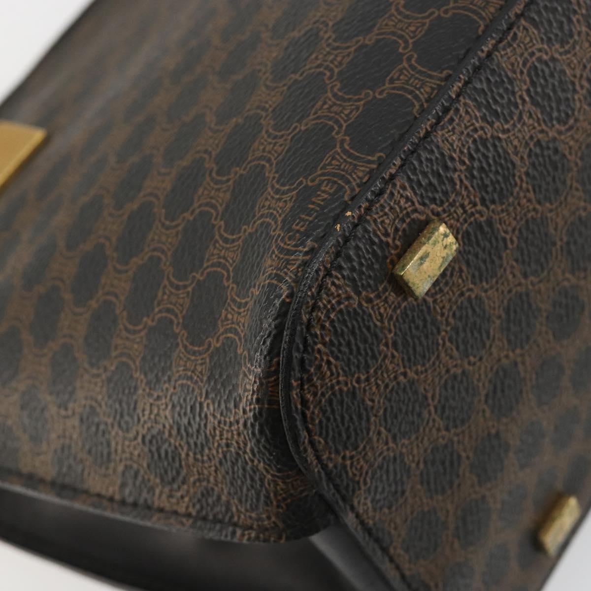 CELINE Macadam Canvas Hand Bag PVC Leather Black Gold Auth 183438