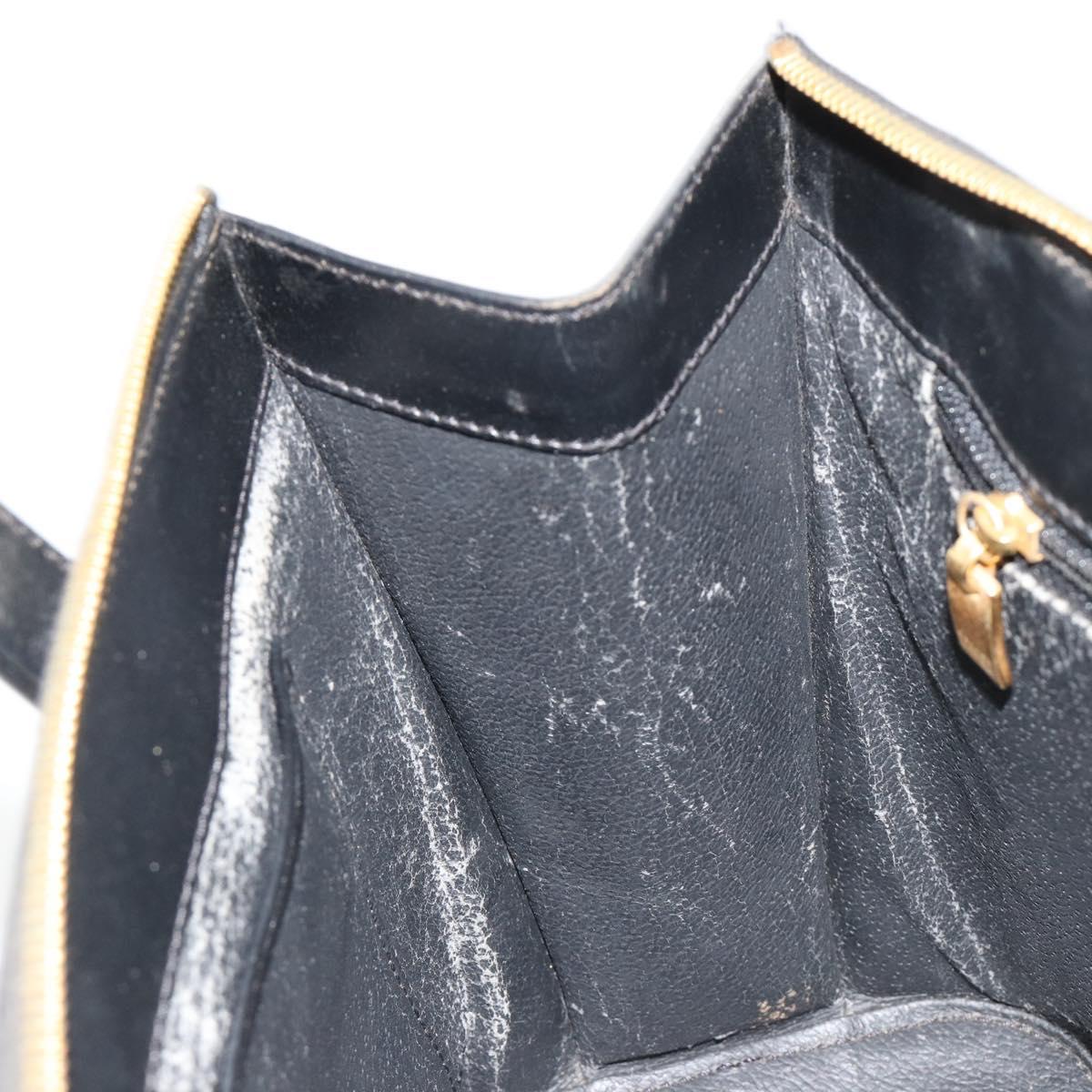 CELINE Macadam Canvas Hand Bag PVC Leather Black Gold Auth 183438