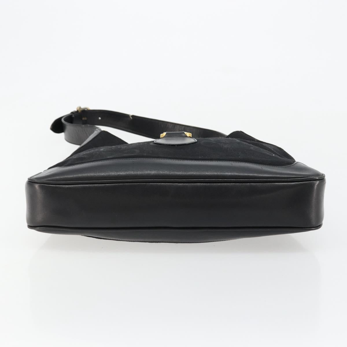 CELINE C Sulky Shoulder Bag Canvas Black Gold Auth 183439