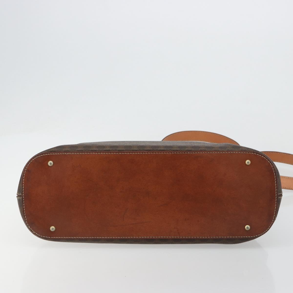 CELINE Macadam Canvas Hand Bag PVC Leather 2way Brown Gold Auth 183442