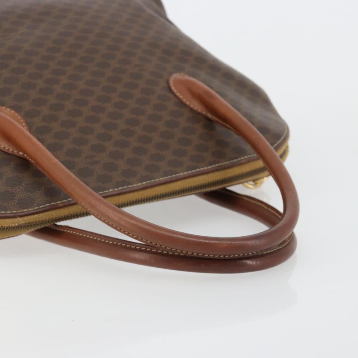 CELINE Macadam Canvas Hand Bag PVC Leather 2way Brown Gold Auth 183442