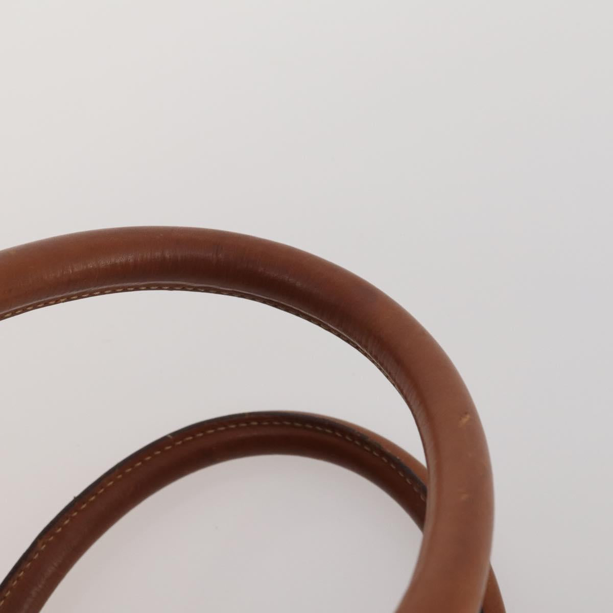CELINE Macadam Canvas Boston Bag PVC Leather Brown Gold Auth 183443