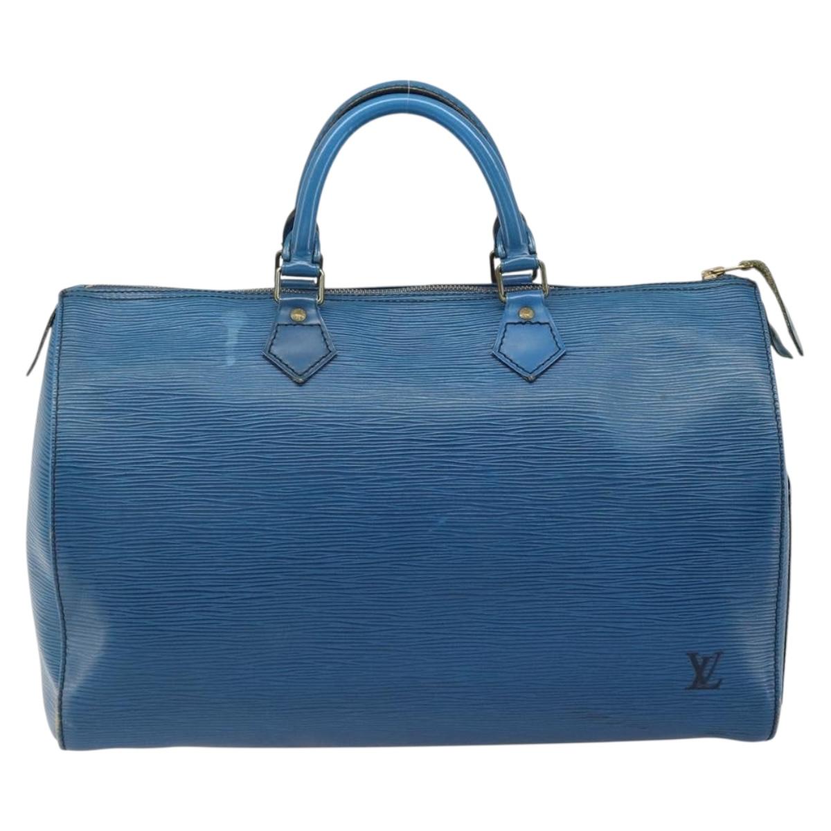 LOUIS VUITTON Epi Speedy 35 Hand Bag Toledo Blue M42995 LV Auth 183445