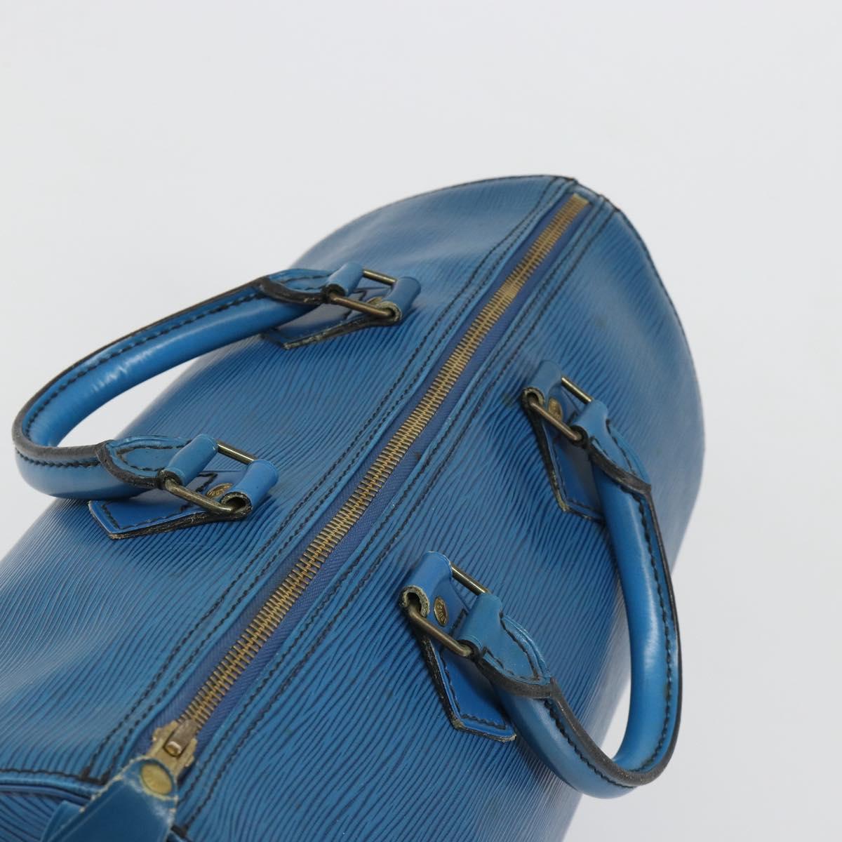 LOUIS VUITTON Epi Speedy 35 Hand Bag Toledo Blue M42995 LV Auth 183445