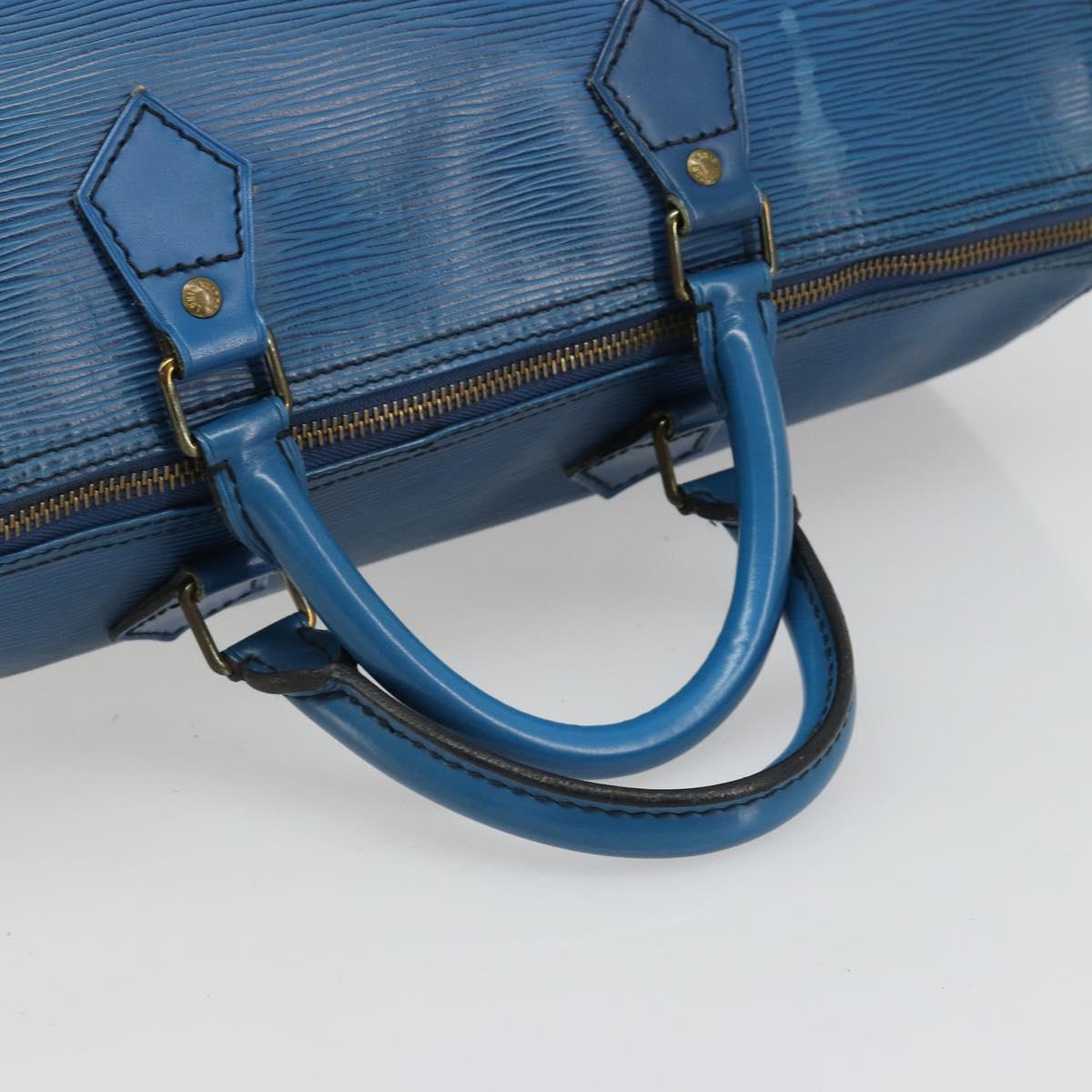 LOUIS VUITTON Epi Speedy 35 Hand Bag Toledo Blue M42995 LV Auth 183445