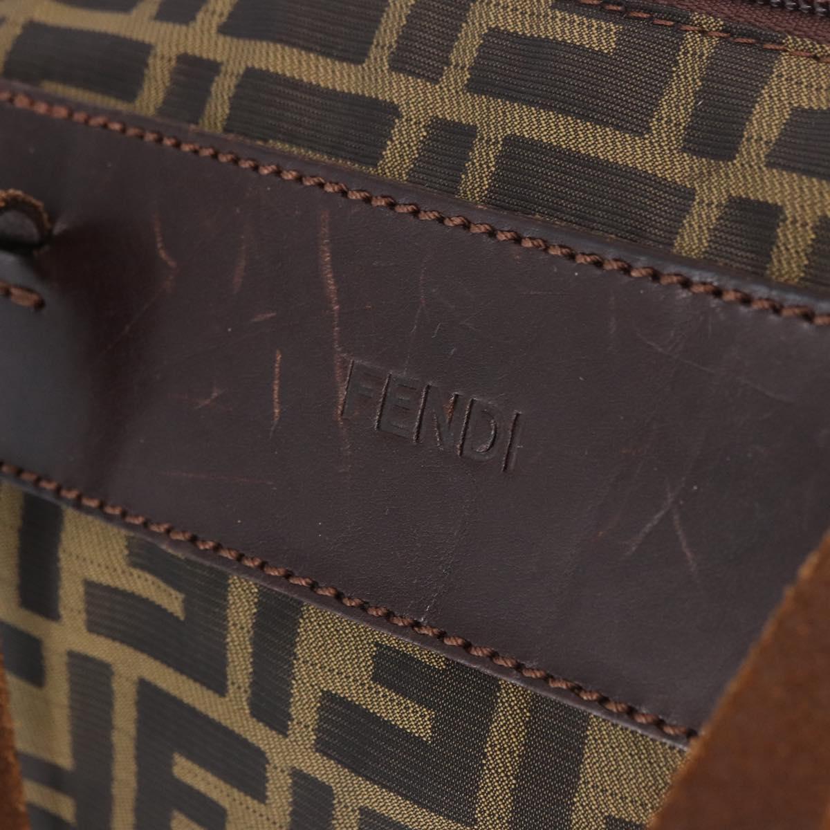 FENDI Zucca Canvas Boston Bag Black Brown Auth 183446