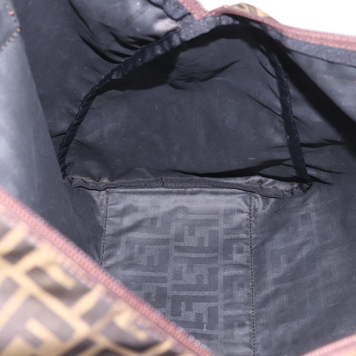 FENDI Zucca Canvas Boston Bag Black Brown Auth 183446