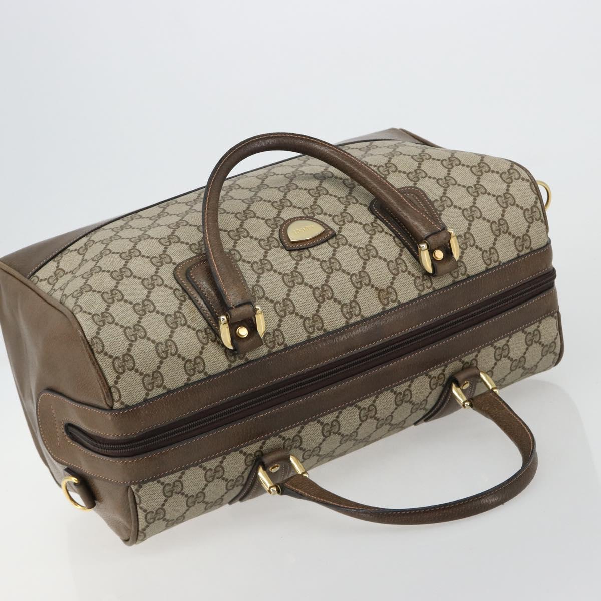 GUCCI GG Supreme Boston Bag PVC Beige Gold Auth 183447