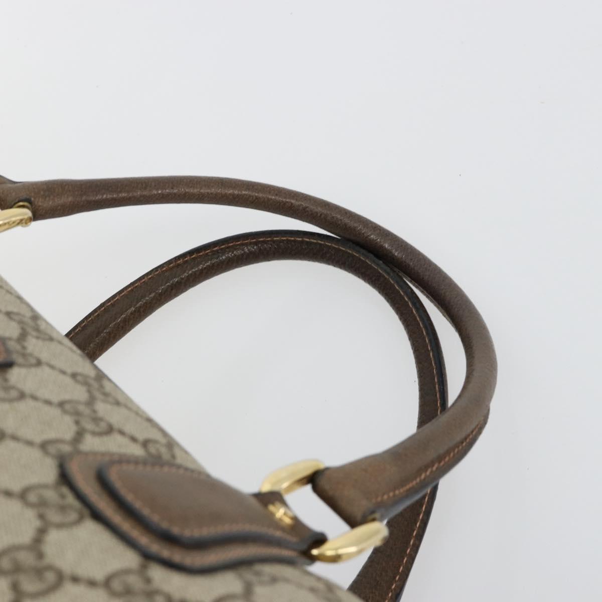 GUCCI GG Supreme Boston Bag PVC Beige Gold Auth 183447