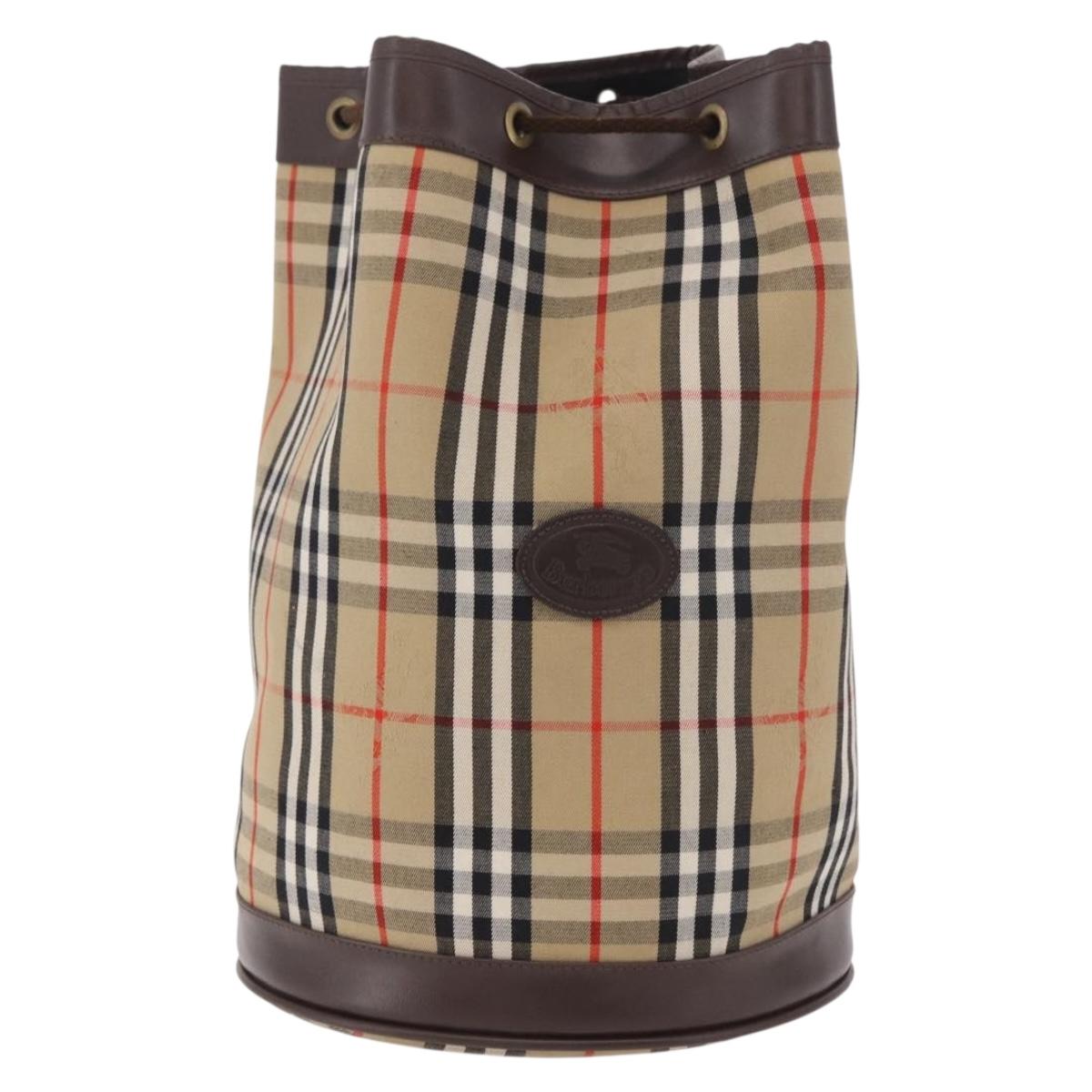 Burberrys Nova Check Purse Shoulder Bag Canvas Beige Auth 183449A