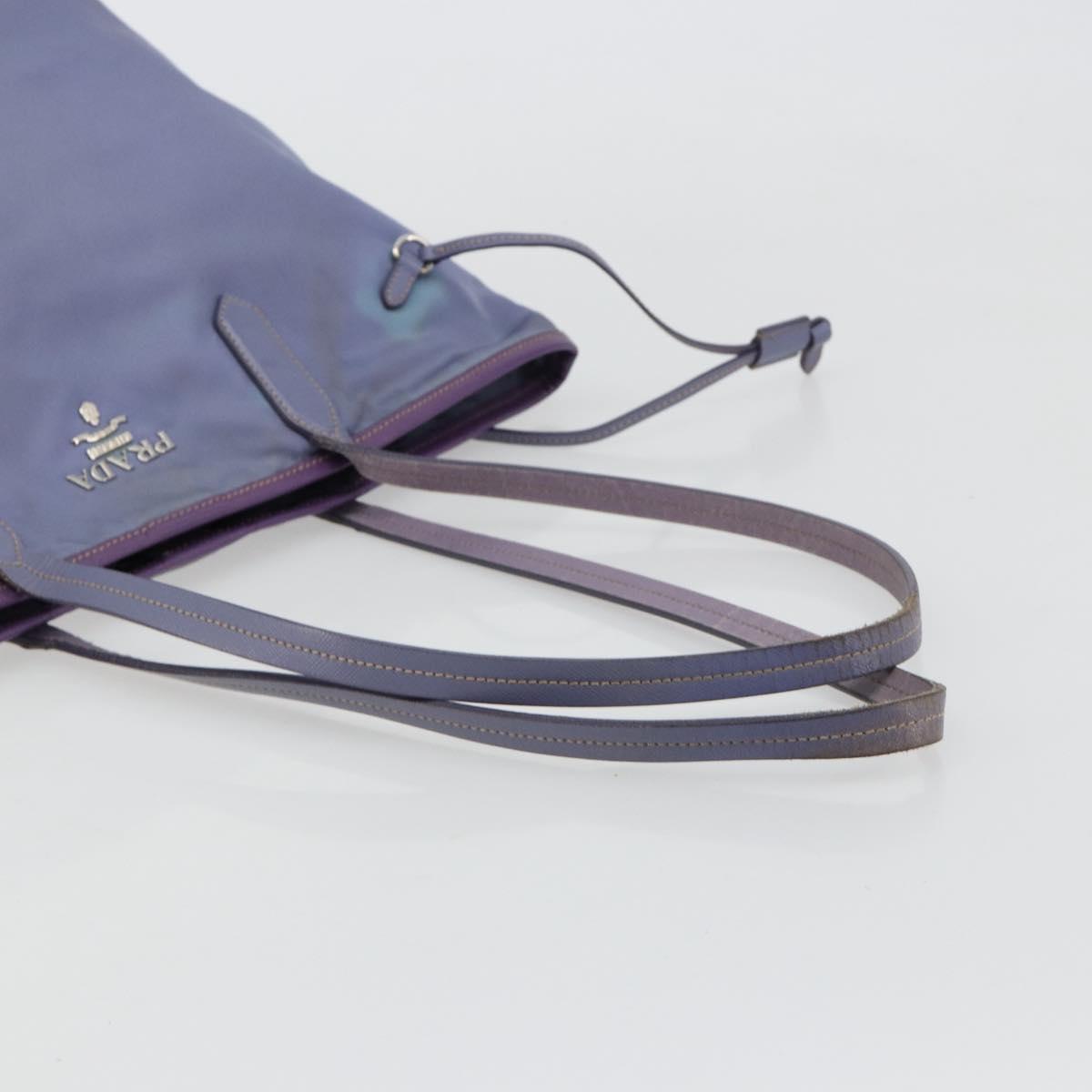 PRADA Tote Bag Nylon Purple Silver Auth 183451