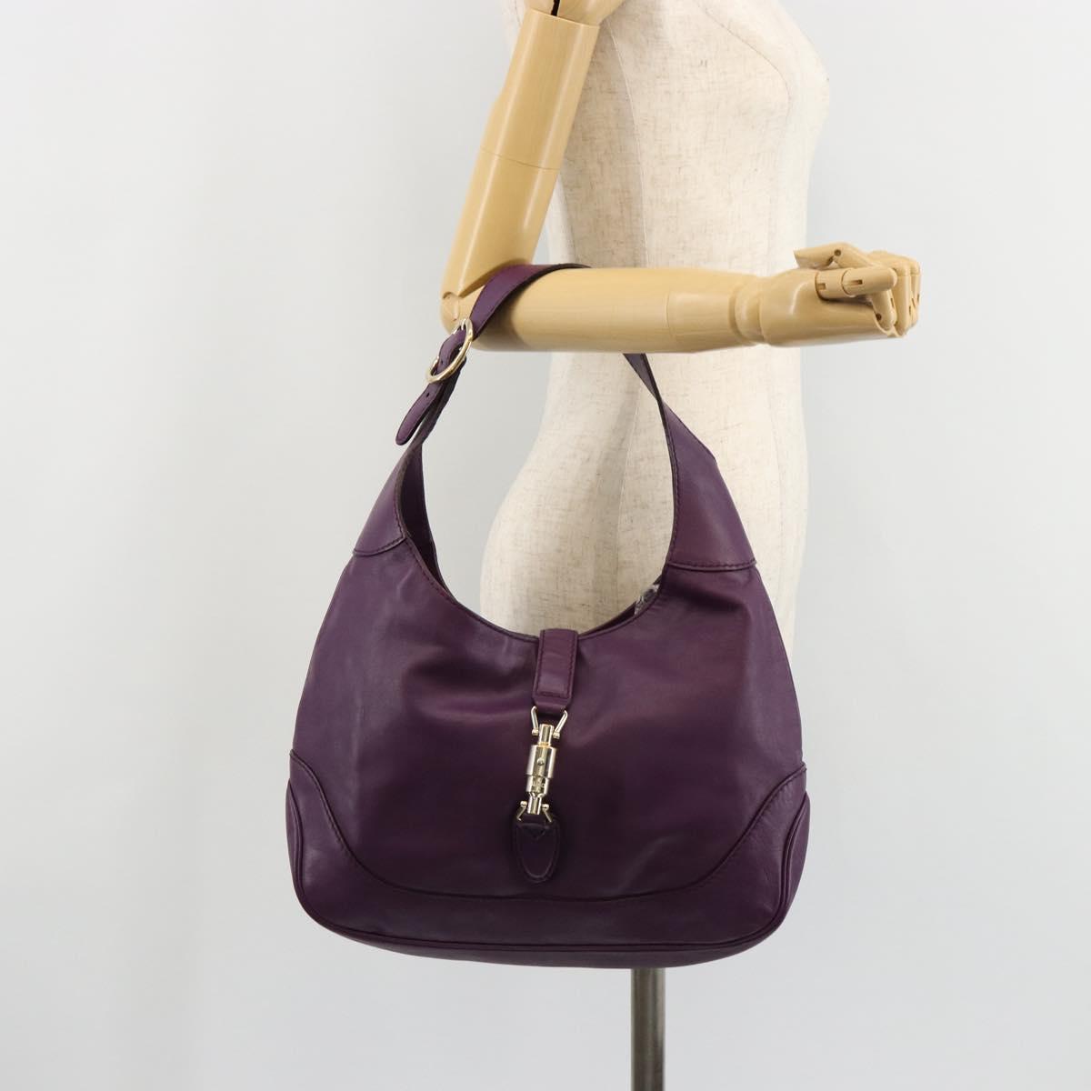 GUCCI Jackie Shoulder Bag Leather Purple Gold 277520 Auth 183452V