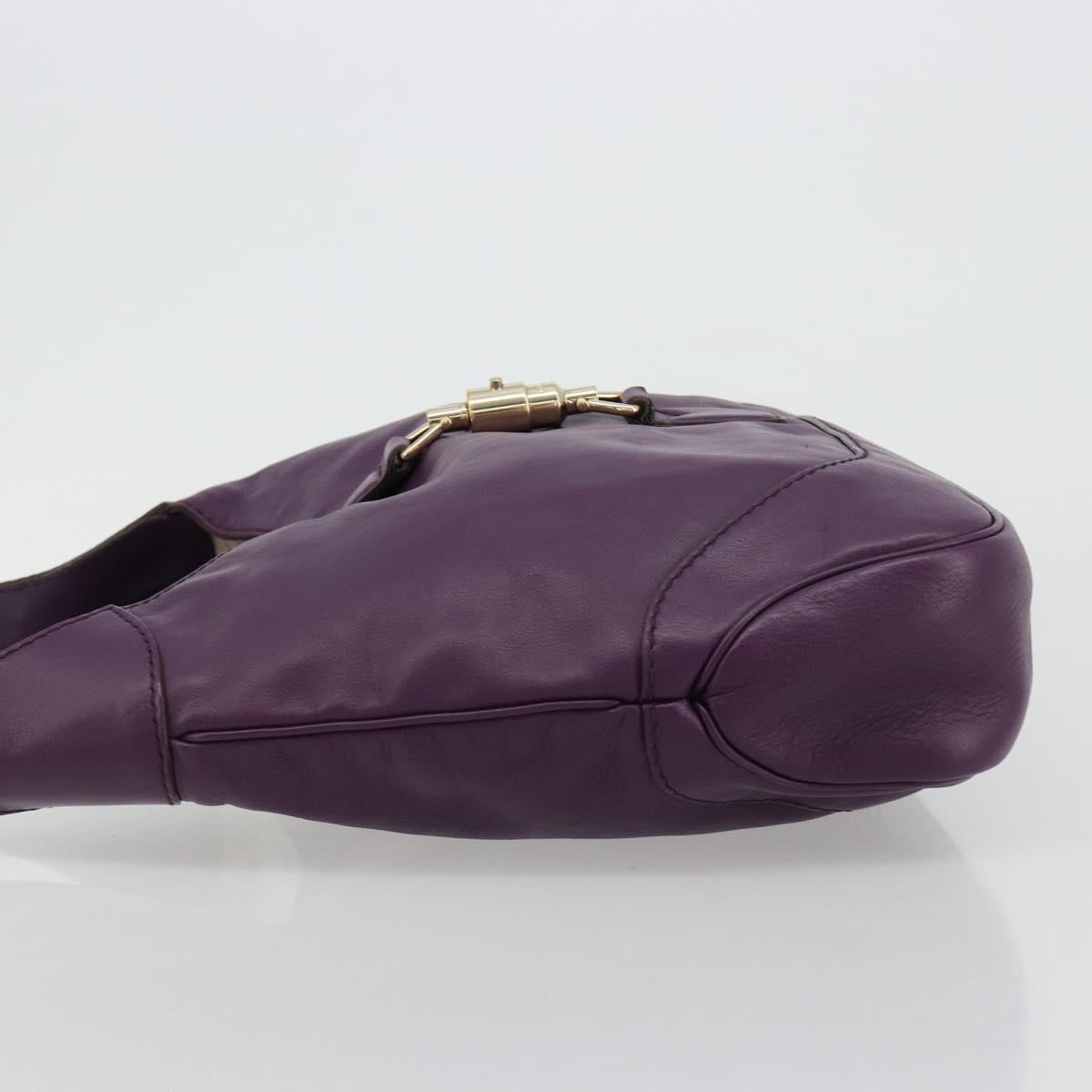 GUCCI Jackie Shoulder Bag Leather Purple Gold 277520 Auth 183452V